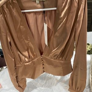 Silk V neck button shirt size Medium